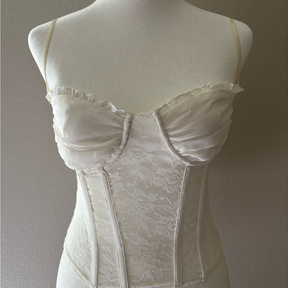 Princess Polly Cream Lace Corset Top